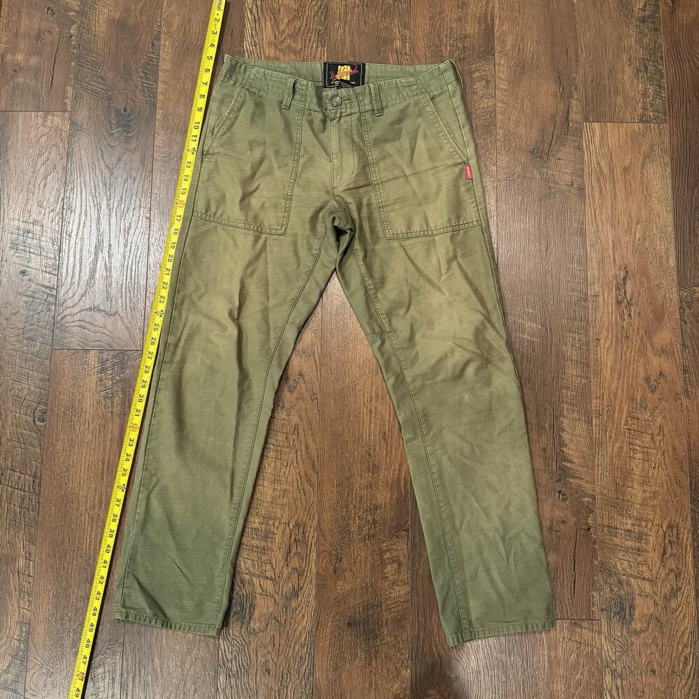 Vintage Undefeated Pants Army Military Chino Green Pants Crazy Fade Size 32 - Picture 8 of 10